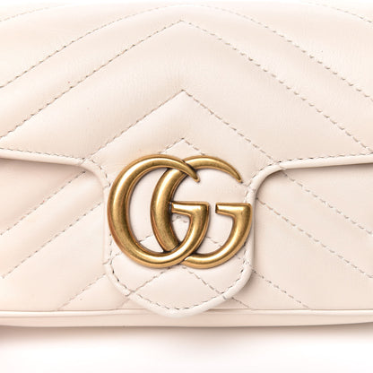 Gucci Calfskin Matelasse Super Mini GG Marmont Shoulder Bag White 8 of 11