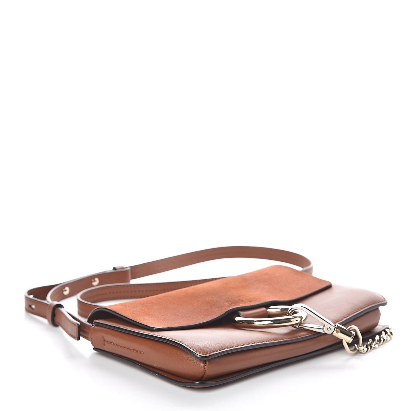Suede Calfskin Small Faye Shoulder Bag Tobacco