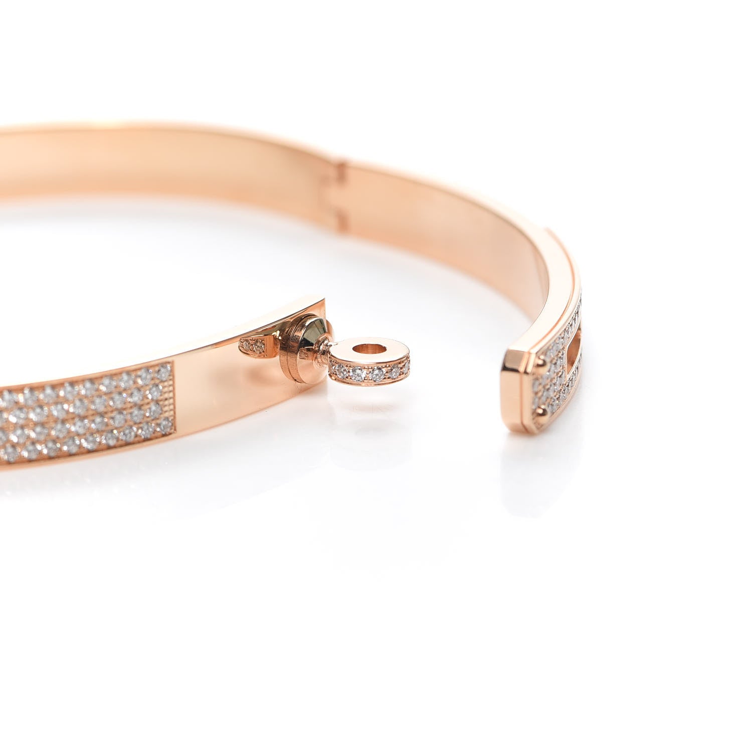 Hermes 18K Rose Gold Diamond PM Kelly Full Pave Bracelet ST 4 of 5