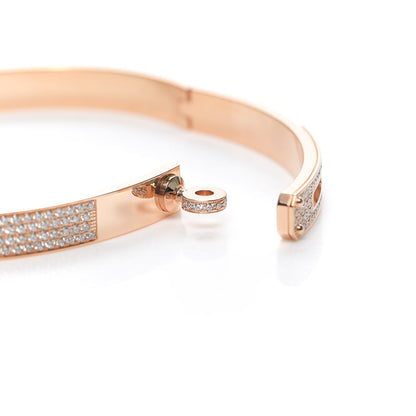 Hermes 18K Rose Gold Diamond PM Kelly Full Pave Bracelet ST 4 of 5