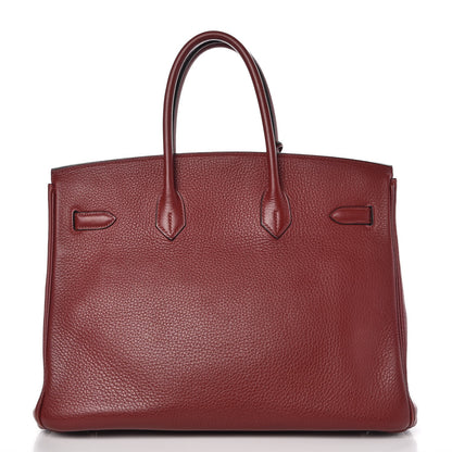 Hermes Taurillon Clemence Birkin 35 Rouge H 4 of 41