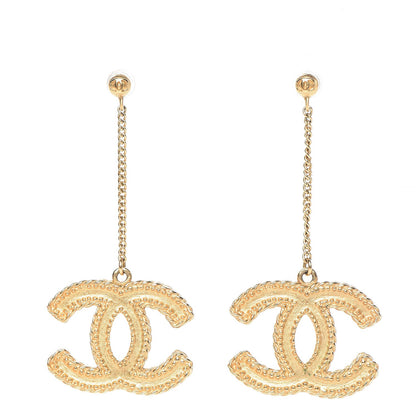 Chanel CC Drop Earrings Matte Gold 1 of 5