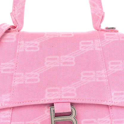 Balenciaga Washed Denim BB Monogram Hourglass Top Handle Bag Small Pink 8 of 10