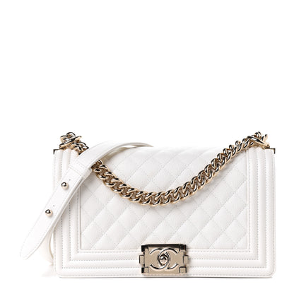 Chanel Caviar Quilted Medium Boy Flap White 2 of 10
