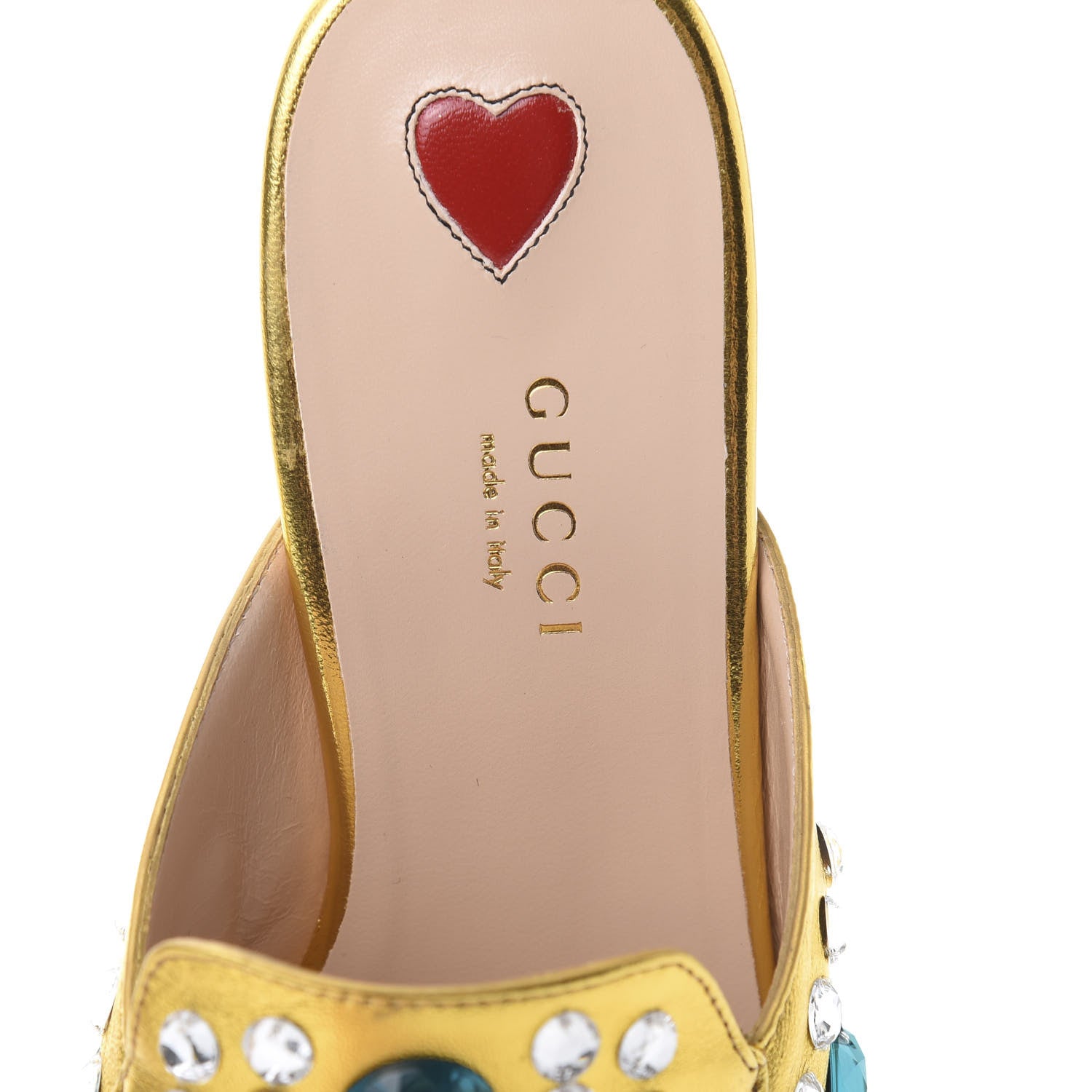 Gucci Metallic Nappa Crystal Womens Princetown Slippers 36.5 Gold 7 of 8