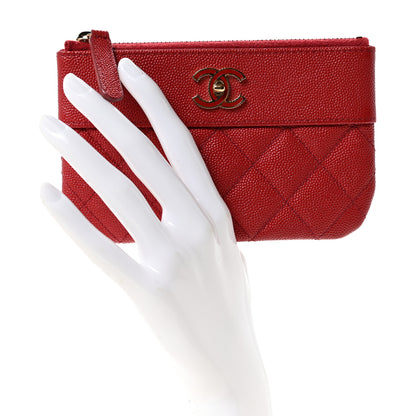 Chanel Caviar Quilted Small Vintage Mademoiselle Cosmetic Case Red 2 of 8