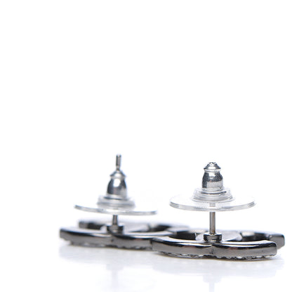 Chanel Crystal CC Earrings Silver 2 of 3