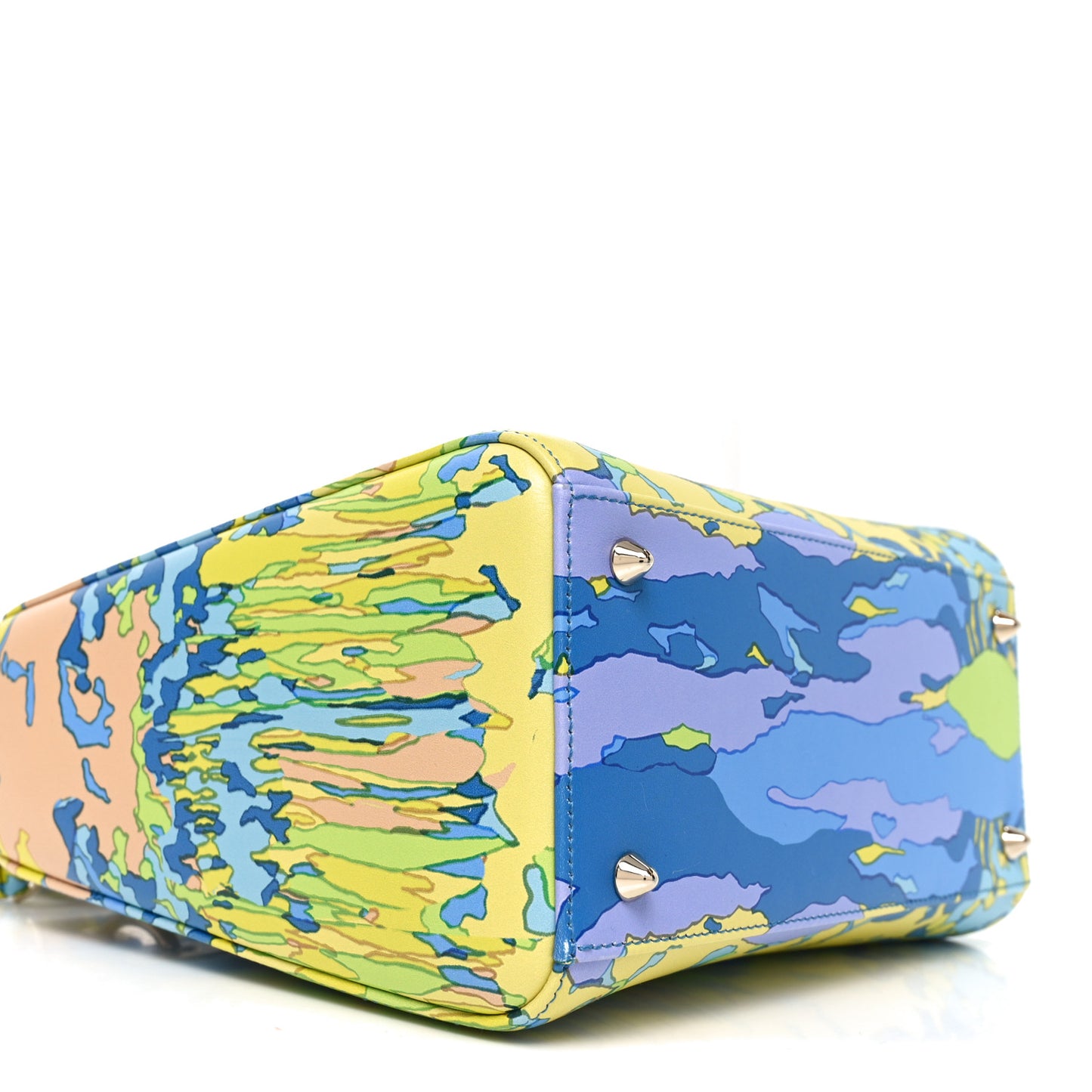 Calfskin Printed Woods All Over Medium Lady Dior Blue Multicolor