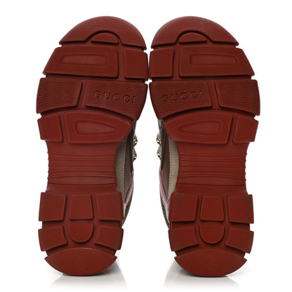 Gucci X SEGA Mesh Canvas Calfskin Womens Flashtrek Sneakers 39 Military Oatmeal Carmine Rose Ardesia 5 of 10