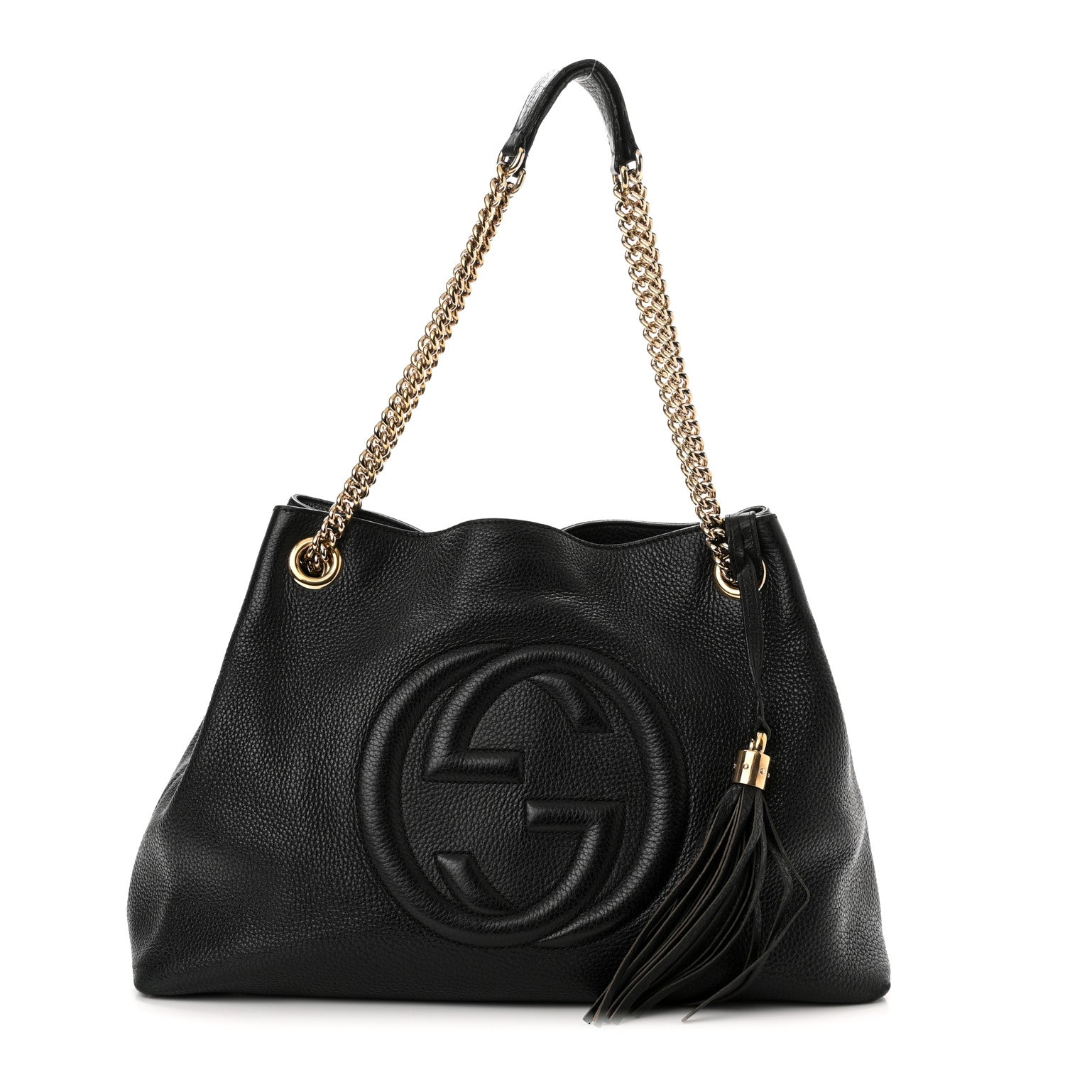 Gucci Pebbled Calfskin Medium Soho Chain Shoulder Bag Black 1 of 14