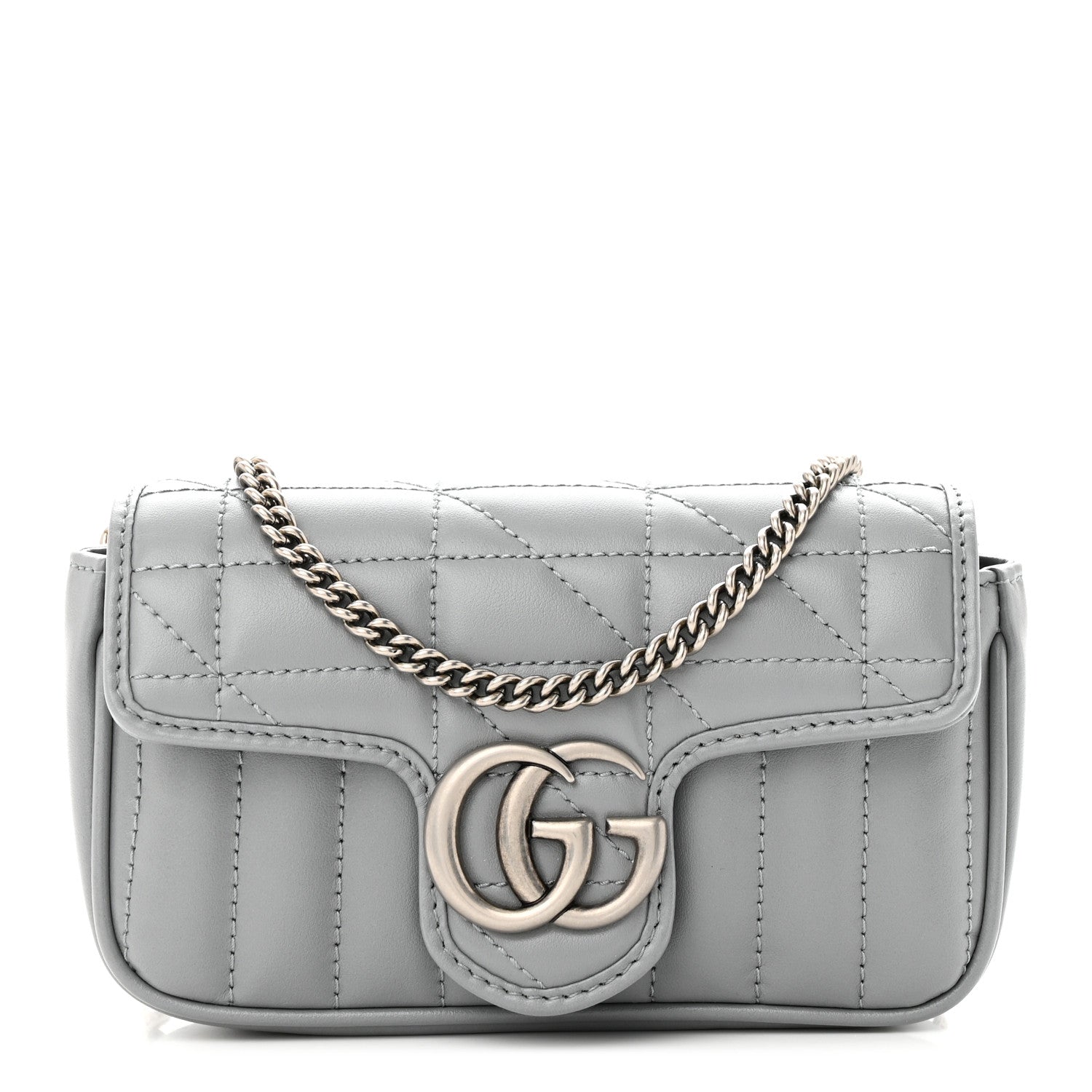 Gucci Calfskin Matelasse Aria Super Mini GG Marmont Shoulder Bag Deep Grey 1 of 11
