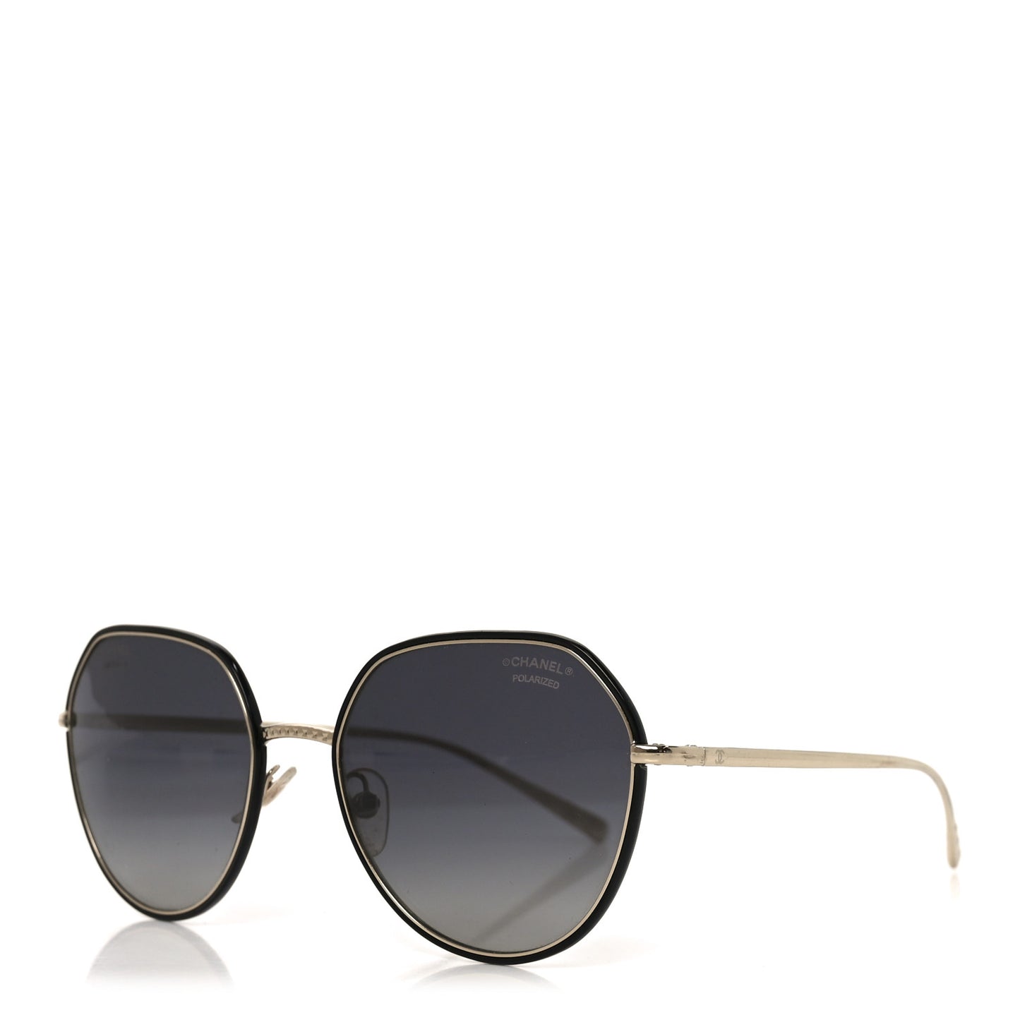 Metal Polarized Round Sunglasses 4251-J Gold Black