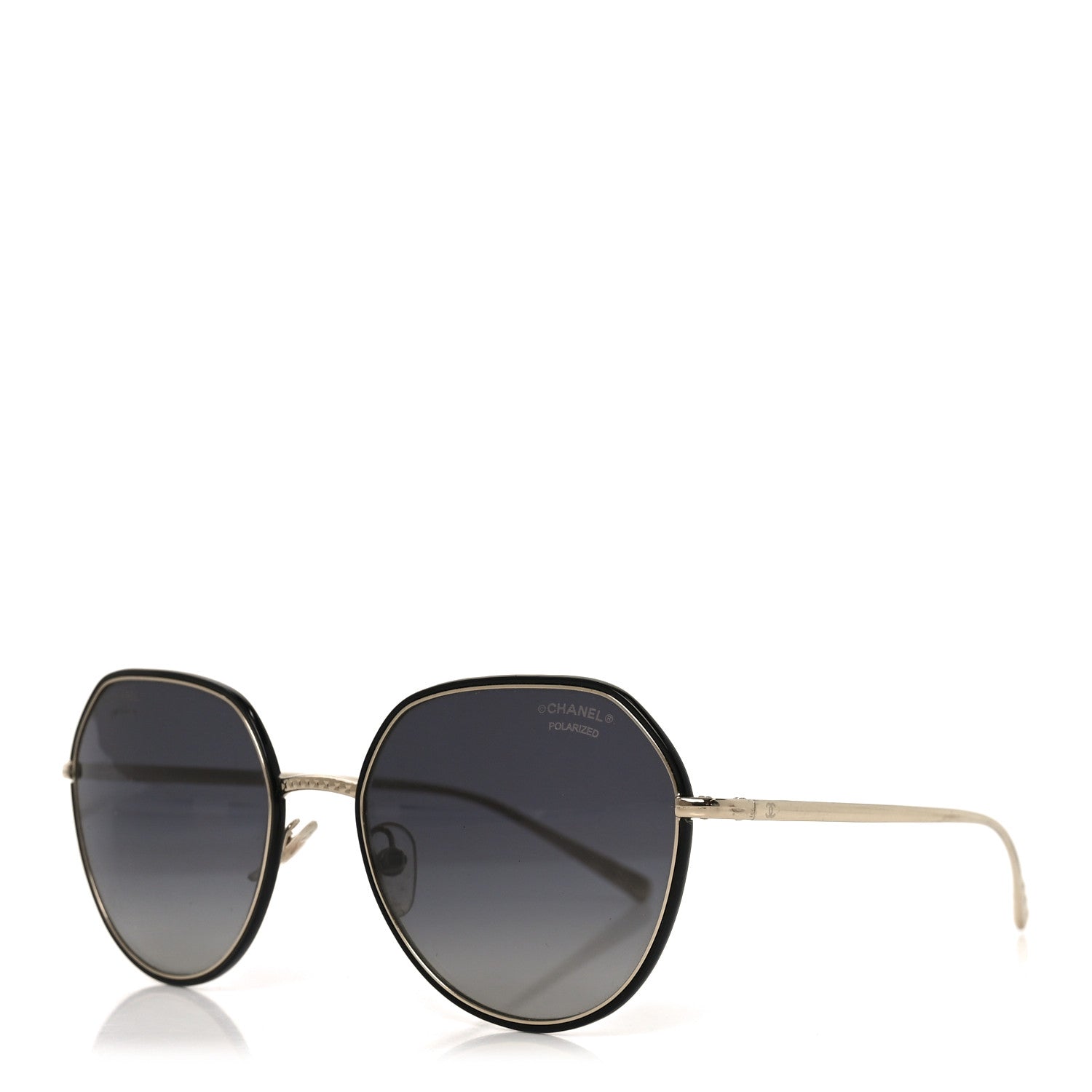 Chanel Metal Polarized Round Sunglasses 4251-J Gold Black 1 of 7