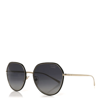 Chanel Metal Polarized Round Sunglasses 4251-J Gold Black 1 of 7