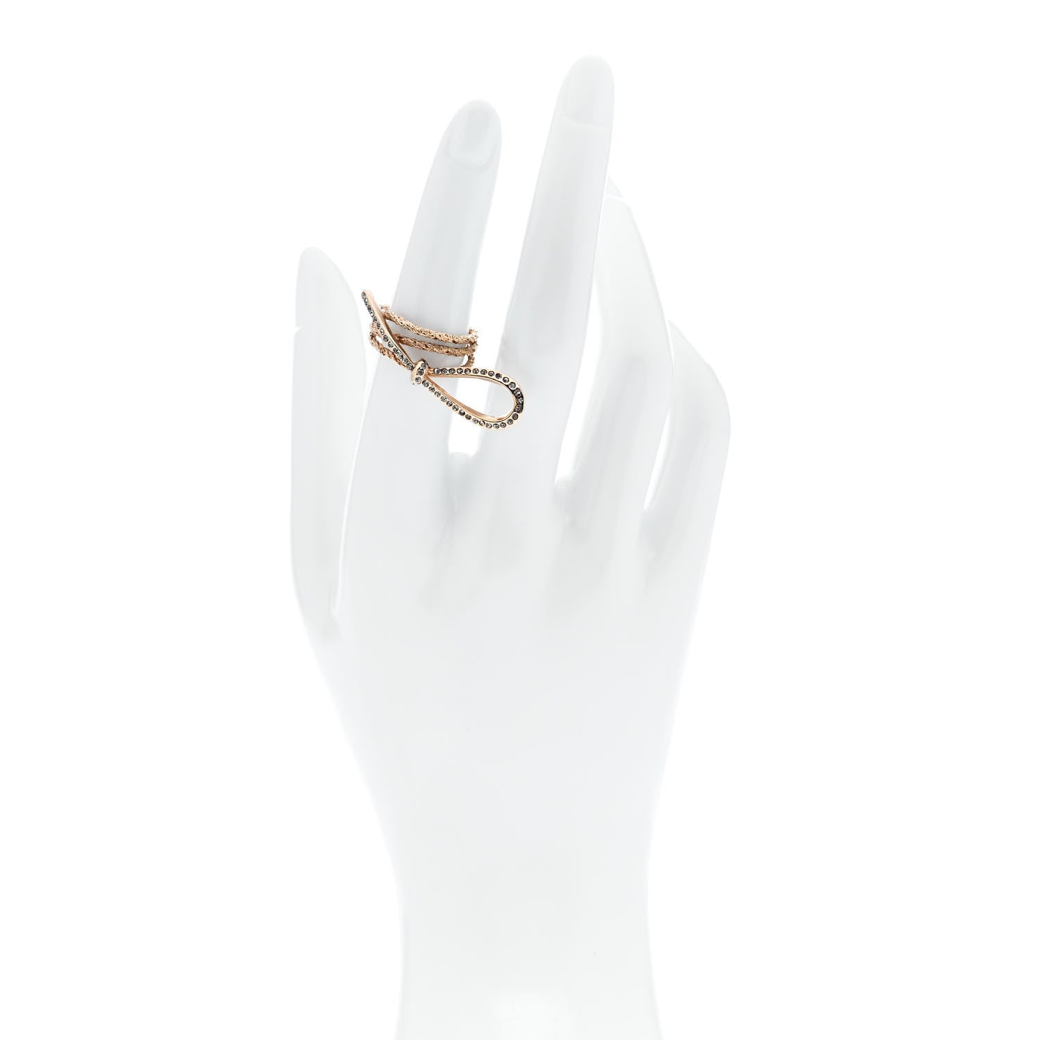 Christian Dior Crystal Bow Ring M Gold 2 of 5