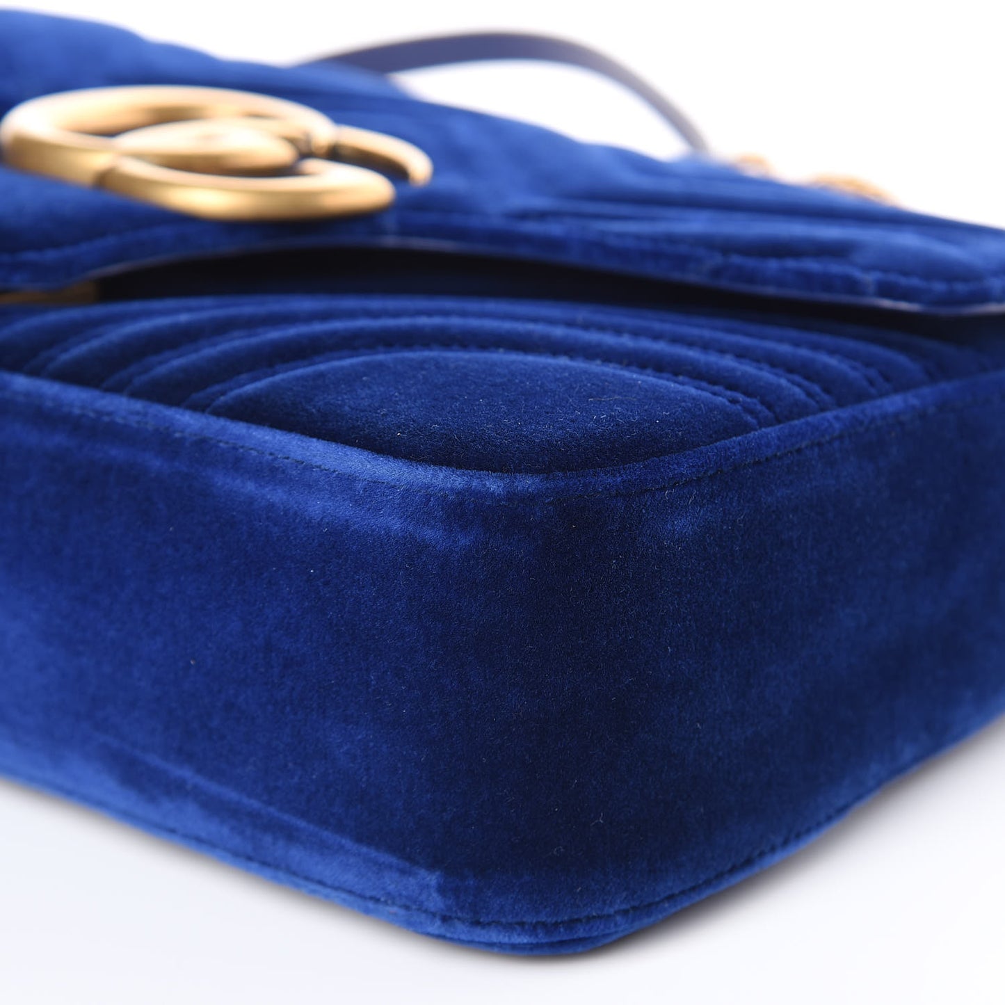 Velvet Matelasse Medium GG Marmont Shoulder Bag Cobalt Blue