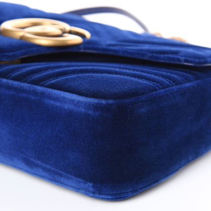 Gucci Velvet Matelasse Medium GG Marmont Shoulder Bag Cobalt Blue 9 of 12