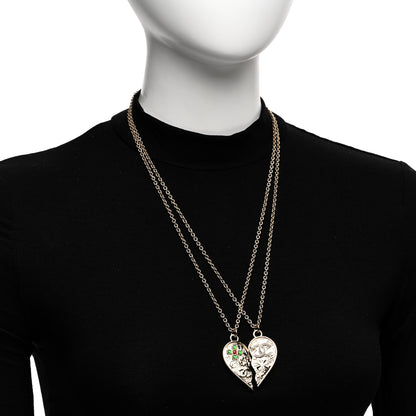 Chanel Crystal Gripoix Clover Heart CC Friendship Necklace Set Gold Multicolor 2 of 7