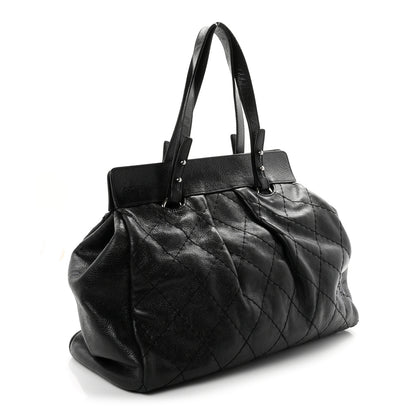 Chanel Glazed Calfskin Large On The Road Large Frame Tote Black 3 of 11