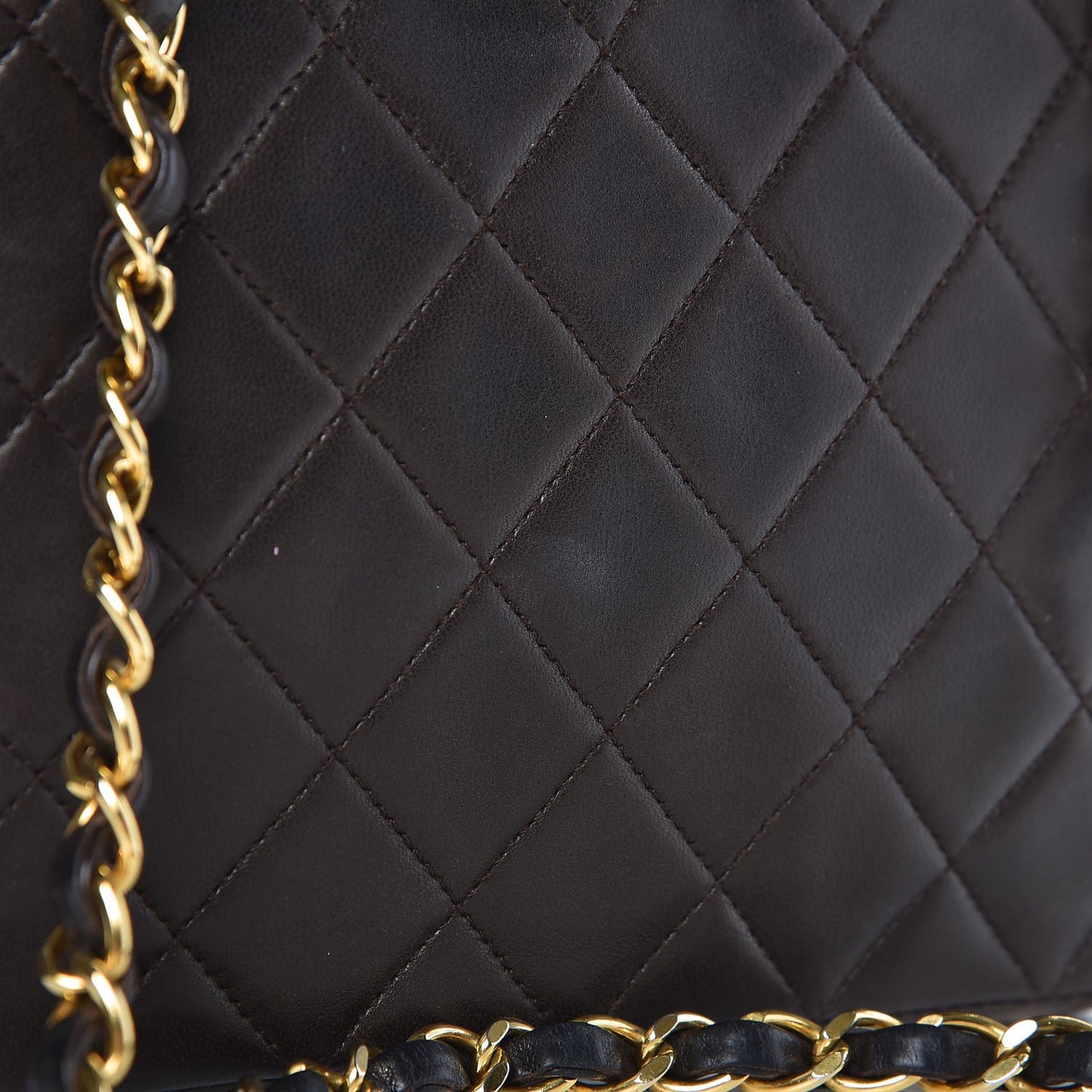 Lambskin Quilted Small Single Flap Brown