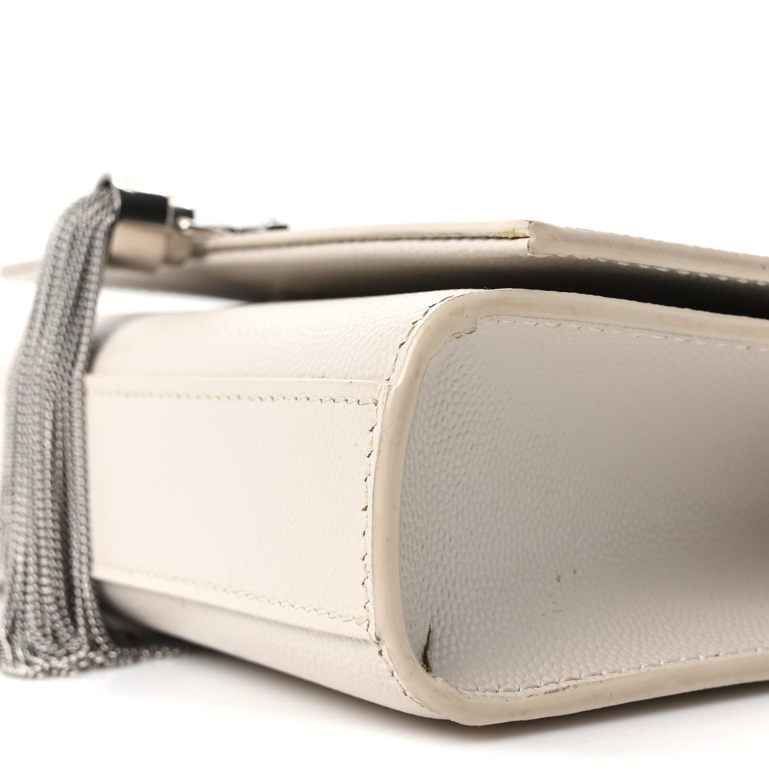 Saint Laurent Grain De Poudre Small Classic Monogram Kate Tassel Satchel Icy White 10 of 10
