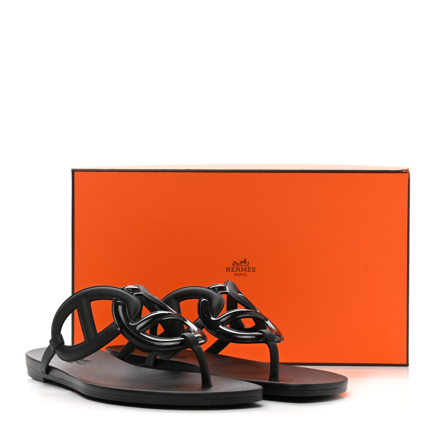 Hermes Rubber Womens Egerie Sandals 40 Black 8 of 8