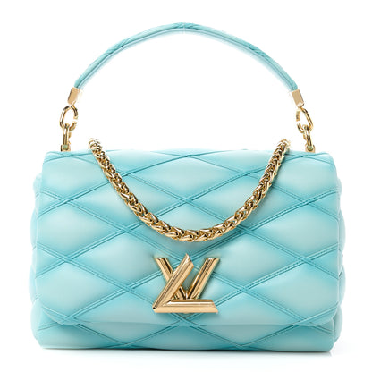 Louis Vuitton LOUIS VUITTON Lambskin Malletage Top Handle GO-14 MM Lagoon 1 of 12