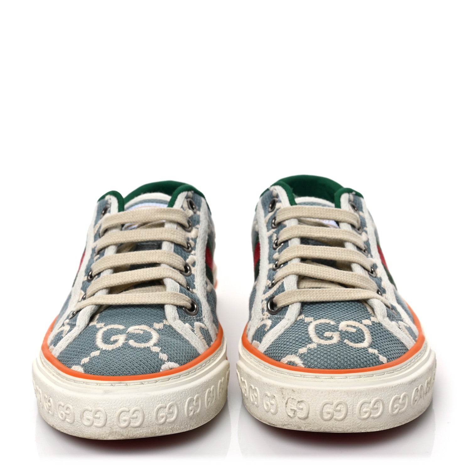 Gucci Cotton GG Monogram Web Womens 1977 Tennis Sneakers 35 Philod Ivory Mystic White 2 of 7
