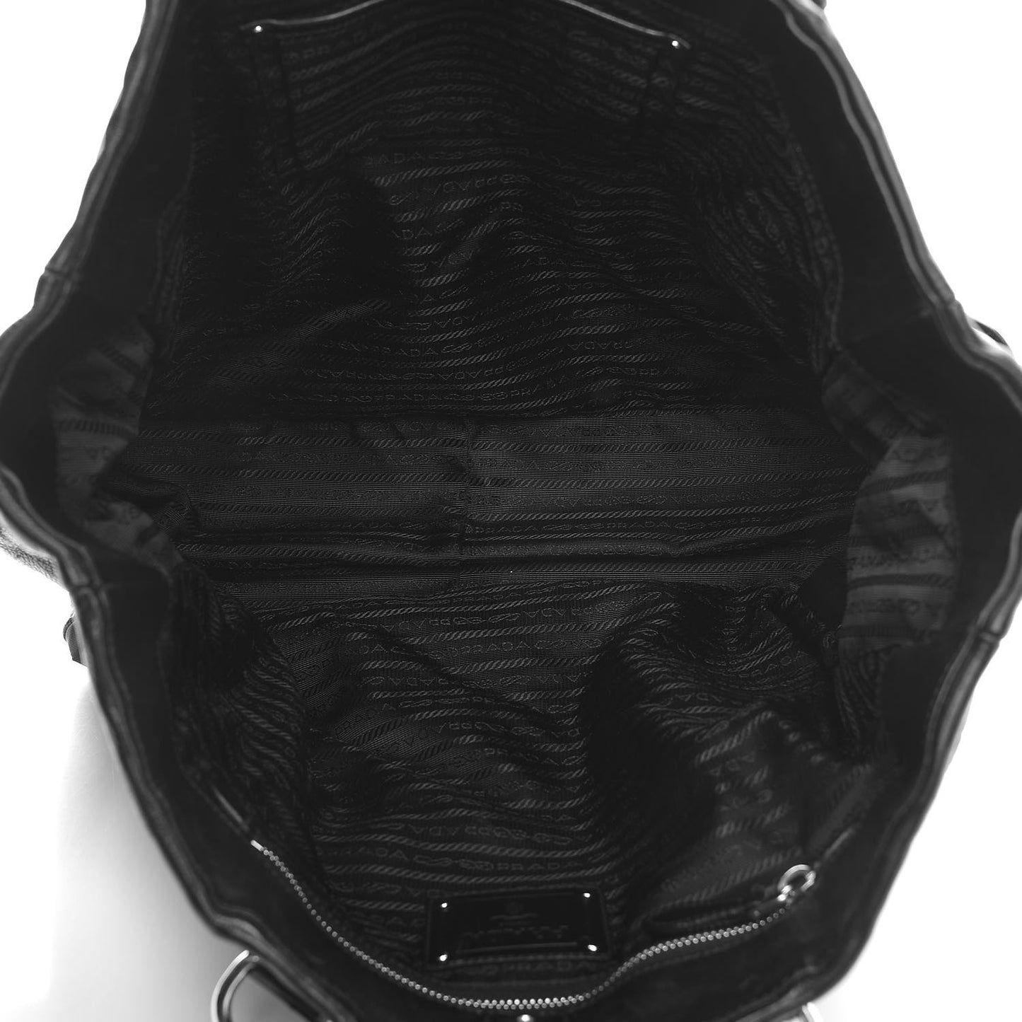 Tessuto Nylon Calfskin Shoulder Bag Black