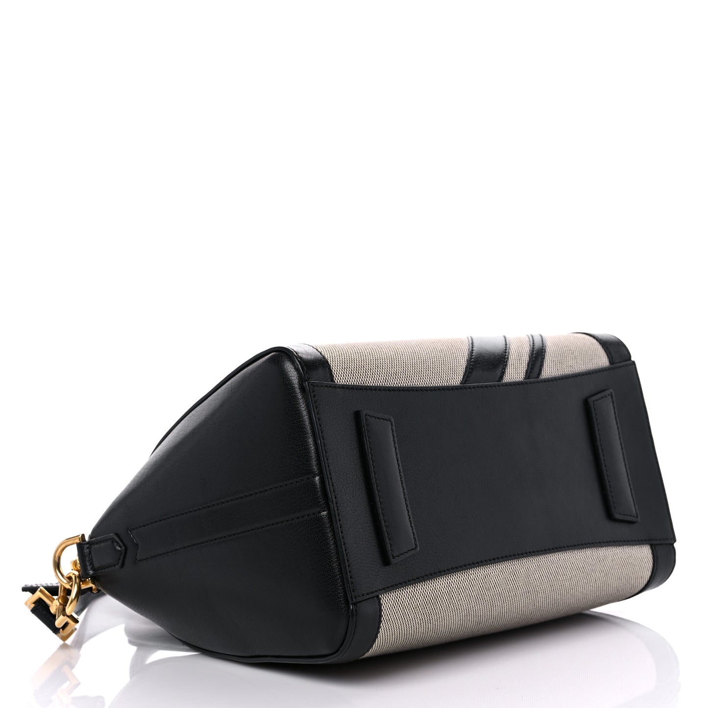 Canvas Sugar Goatskin Striped Small Antigona Black