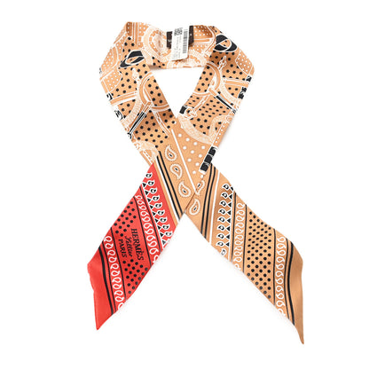 Hermes Silk Eperon d'Or Bandana Twilly Beige Dore Rouge 1 of 3