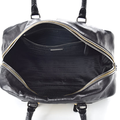 Prada Glace Calfskin Zippers Plaque Boston Black 5 of 12