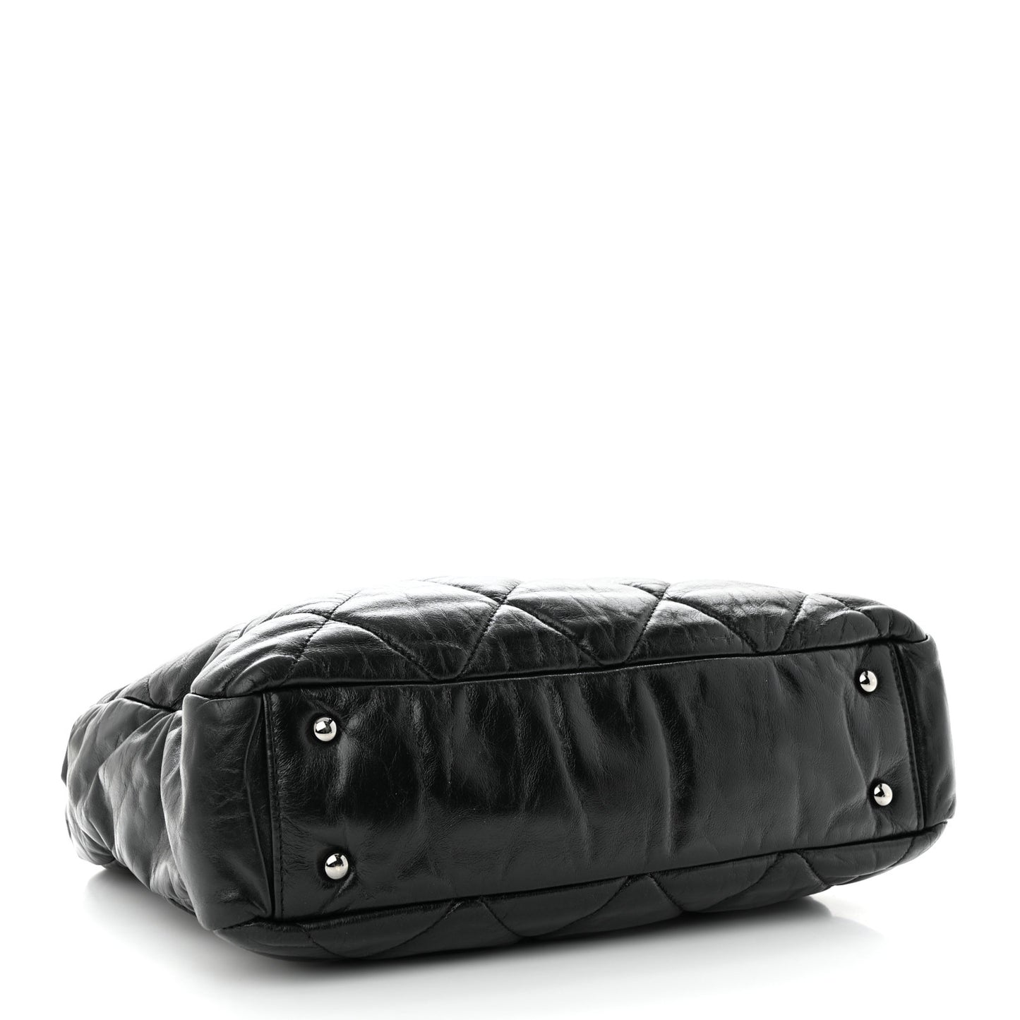 Glazed Calfskin Quilted Tweed Portobello Tote Black