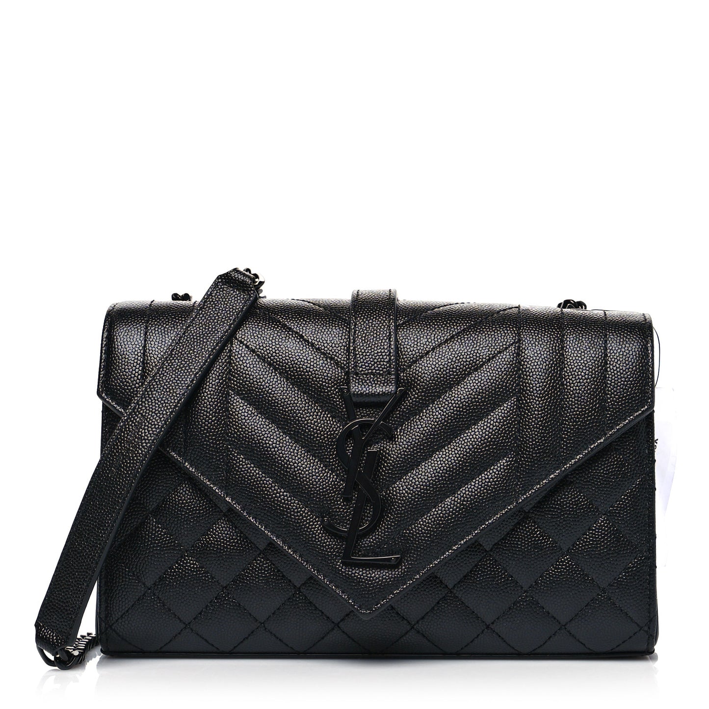 Grain De Poudre Textured Mixed Matelasse Triquilt Small Monogram Satchel Black
