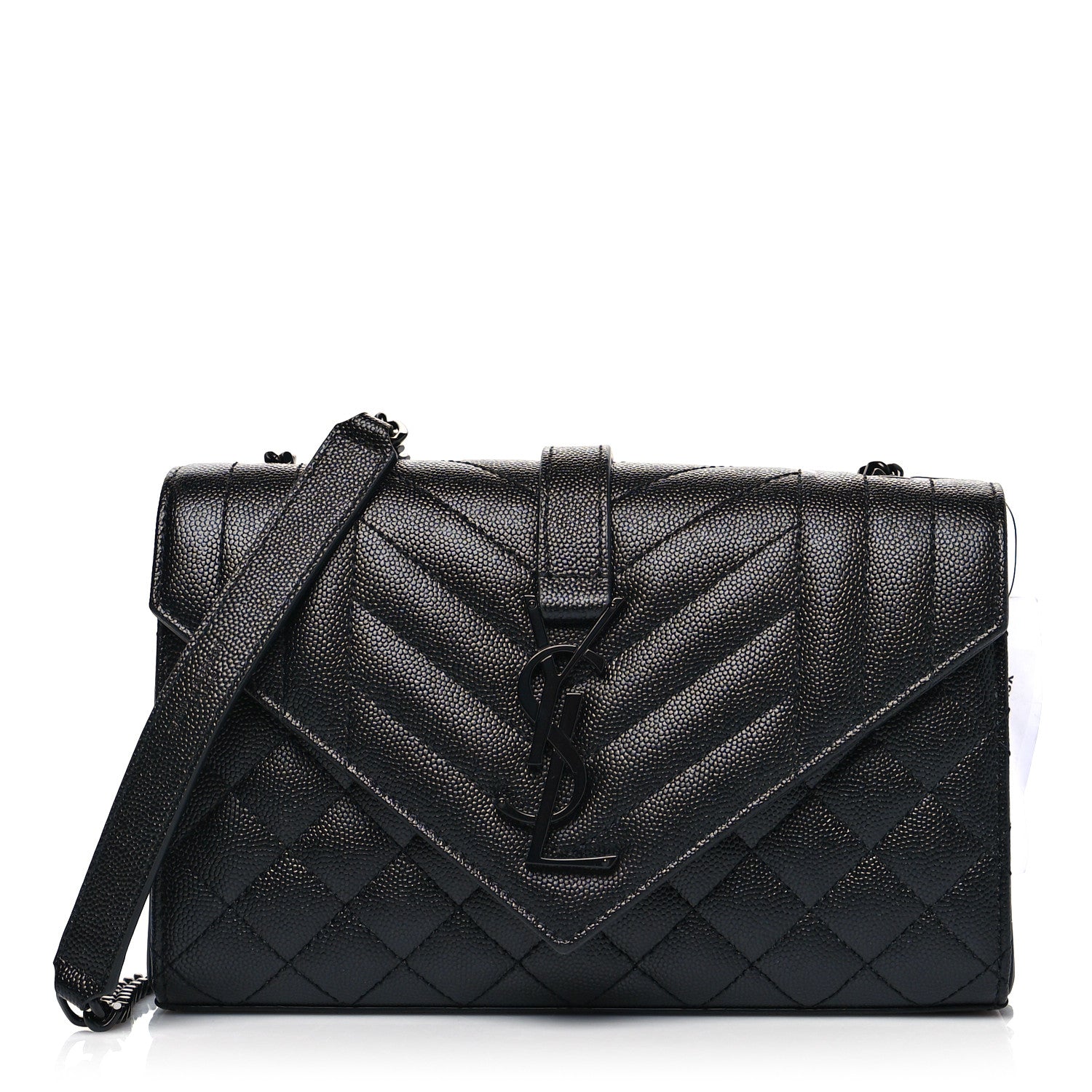 Saint Laurent Grain De Poudre Textured Mixed Matelasse Triquilt Small Monogram Satchel Black 1 of 10