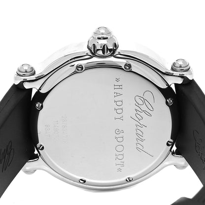 Chopard Stainless Steel Rubber Diamond 38mm Happy Sport Fish Quartz Watch Black 4 of 5