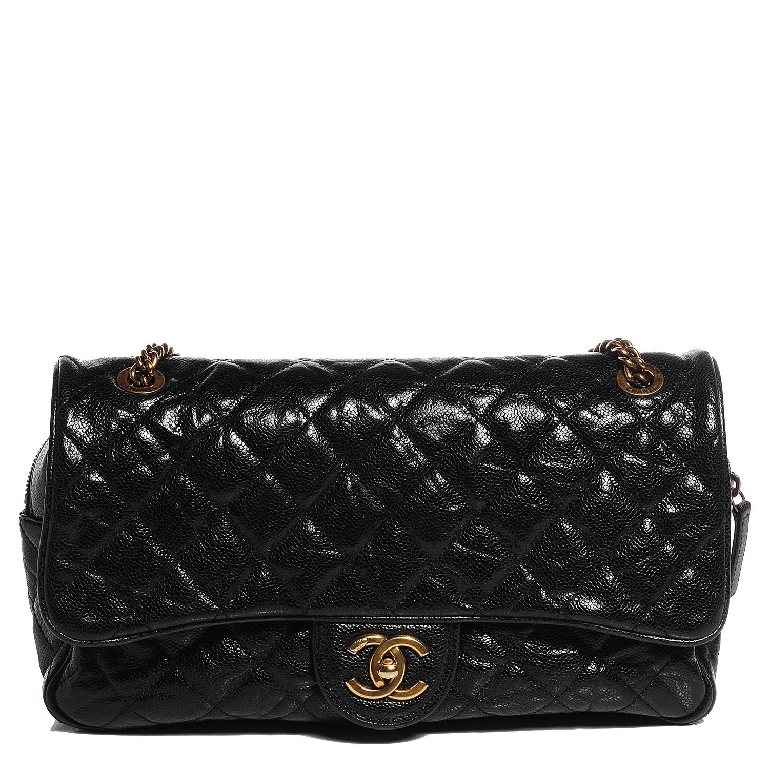 Chanel Crumpled Grained Calfskin Large Shiva Flap Black 1 of 9
