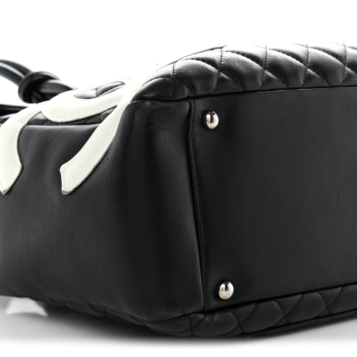 Calfskin Quilted Large Cambon Flap Black White