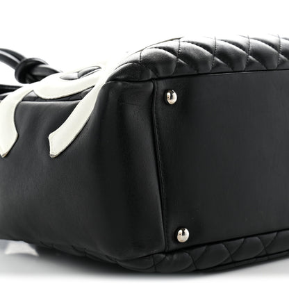 Chanel Calfskin Quilted Large Cambon Flap Black White 10 of 12