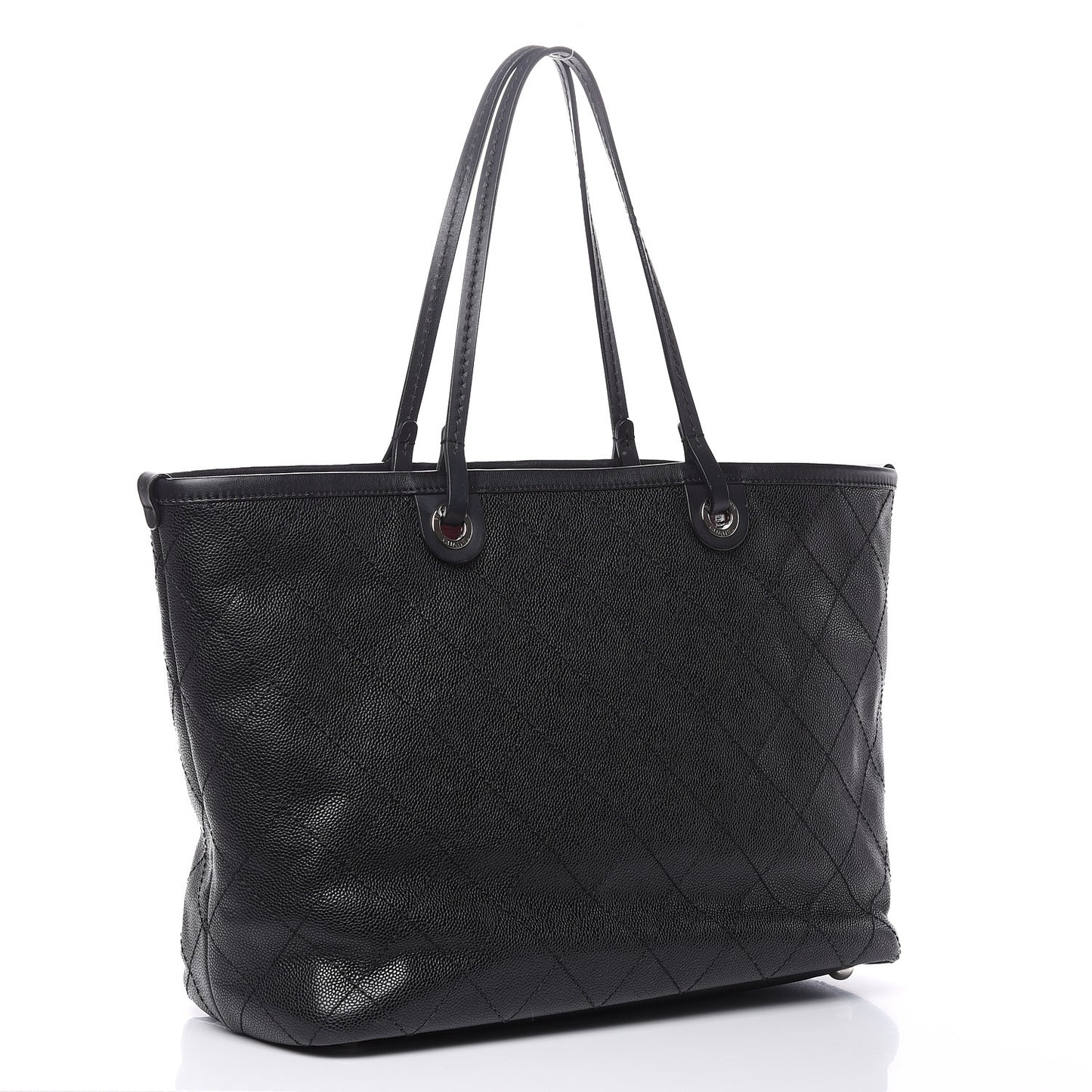 Grained Calfskin Large Shopping Fever Tote Black