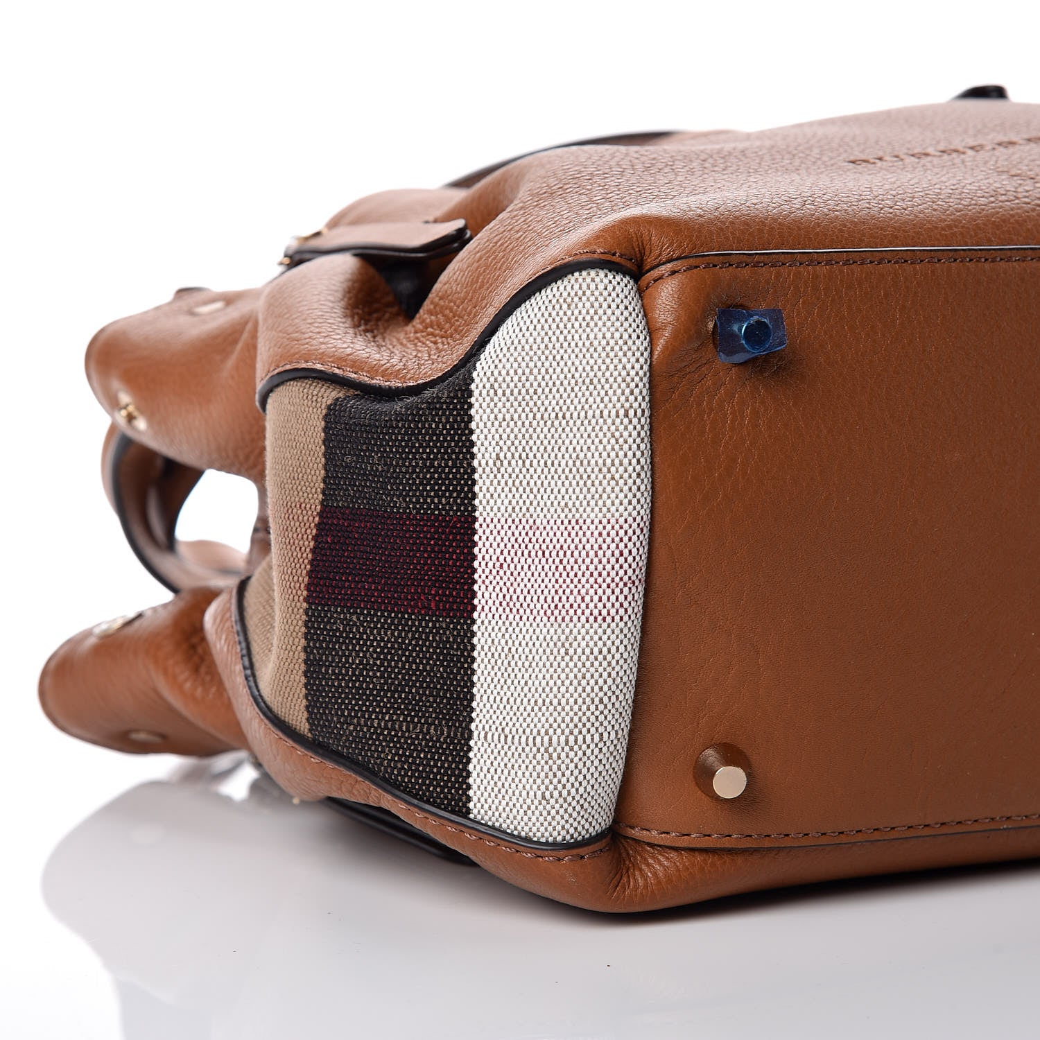 Burberry Grainy Calfskin House Check Small Maidstone Saddle Brown 9 of 10