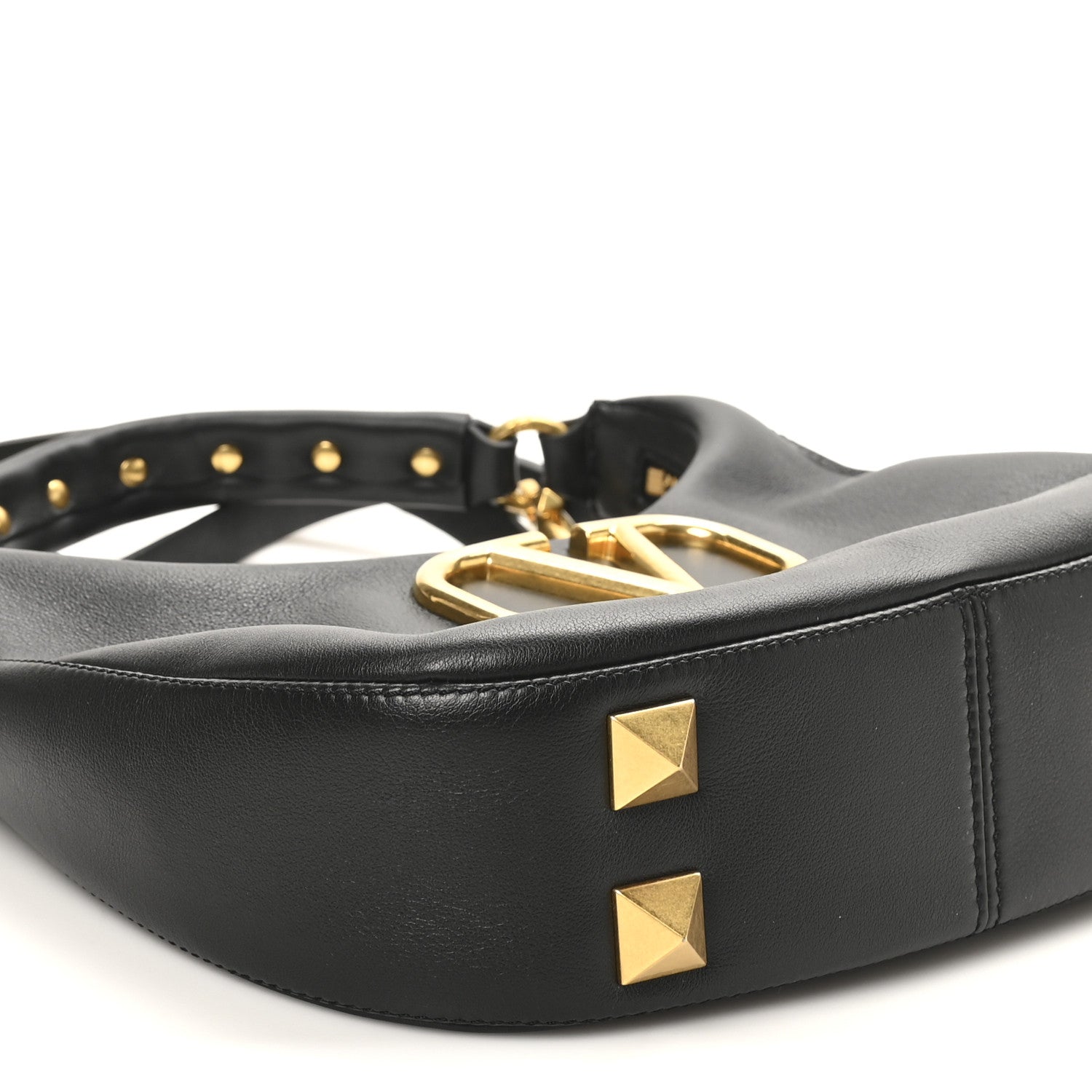 Valentino Garavani Calfskin Stud Sign Zip Hobo Black 8 of 9