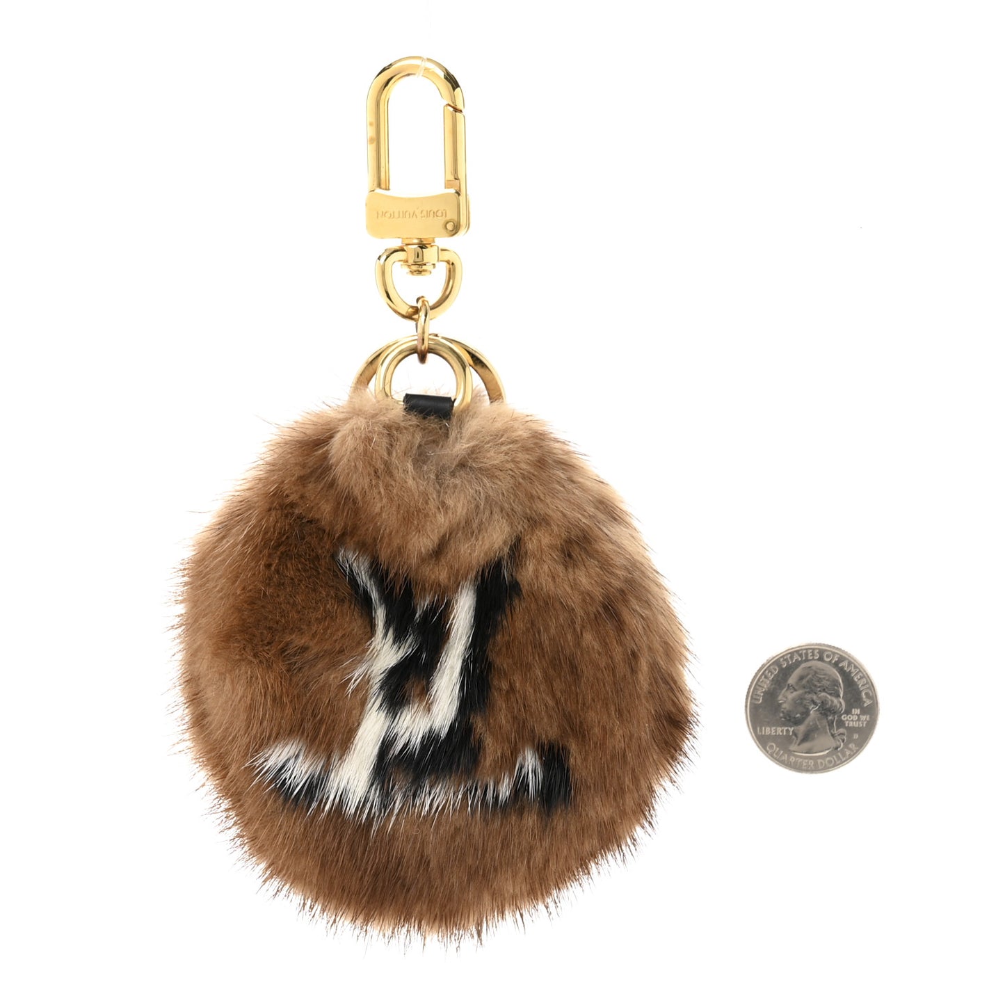 Fur Bag Charm Key Holder Brown