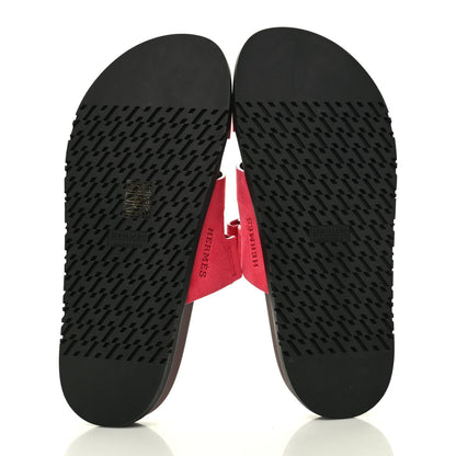 Hermes Suede Goatskin Womens Chypre Sandals 38 Rouge Marsala 5 of 9