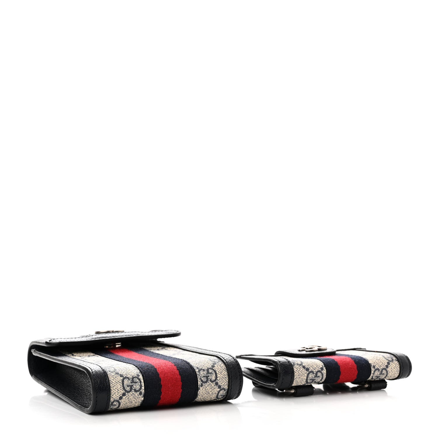 Gucci GG Supreme Monogram Textured Calfskin Web Mini Ophidia Multi Pouch Beige Blue 4 of 14