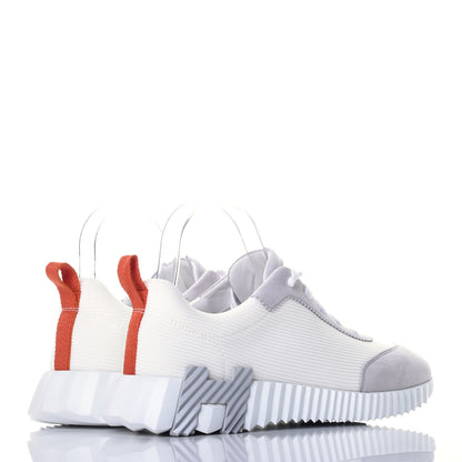Hermes Technical Canvas Suede Goatskin Bouncing Sneakers 37.5 White Multicolor 4 of 8