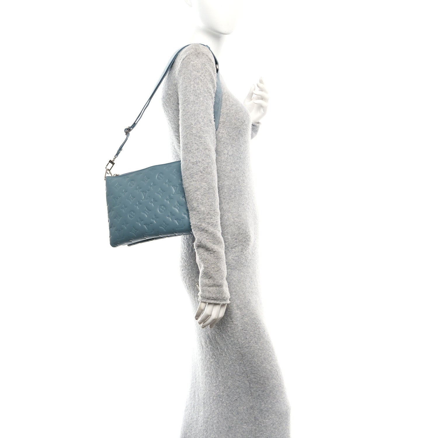 Louis Vuitton Lambskin Embossed Monogram Coussin PM Blue Glacier 2 of 9