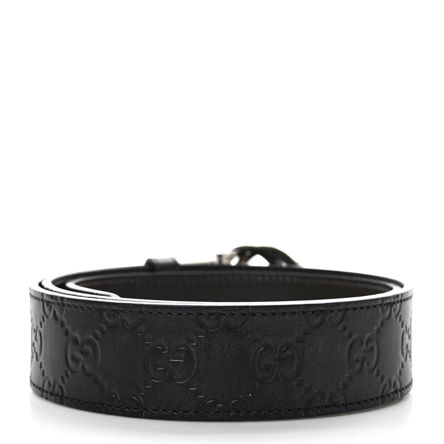 Gucci Guccissima Signature Interlocking G Reversible 37mm Belt 95/38 Black Cocoa 2 of 5