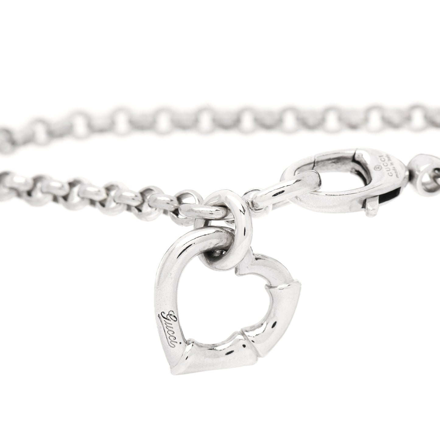 Sterling Silver Bamboo Heart Charm Bracelet