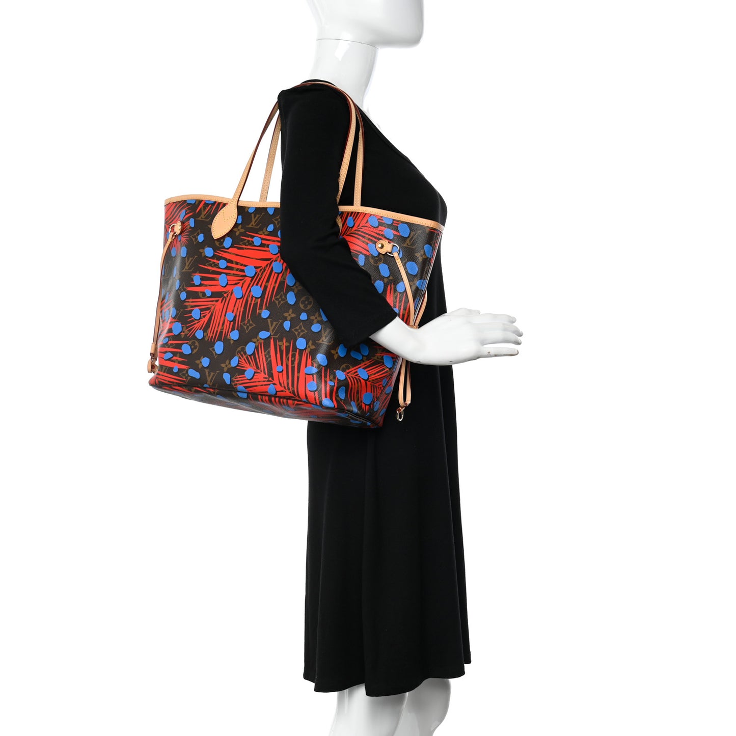 Monogram Jungle Dots Neo Neverfull MM Coquelicot Denim